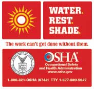 Water Rest Shade - OSHA Summer Heat Warnings